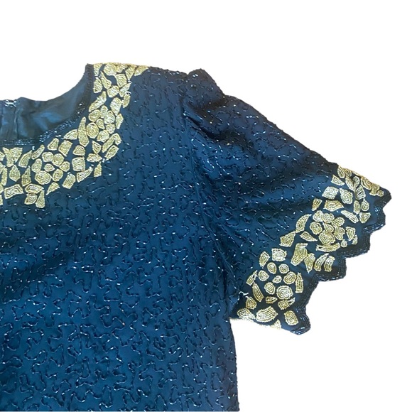 485 Laurence Kazar beaded top 2X - Picture 3 of 4